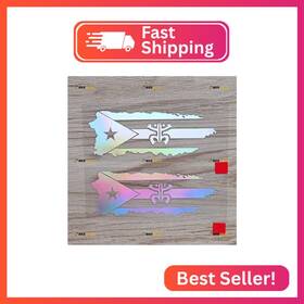 3s Motorline Fbas06272-63 2 Pack Holographic Iridescent 4 Inches - Puerto Rico Map Coqui Frog Flag Decal