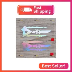 Fbas06272-63 3s Motorline 2 Pack Holographic Iridescent 4 Inches - Puerto Rico Map Coqui Frog Flag Decal