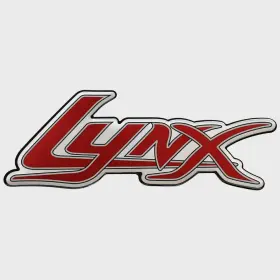 Lh7084 Bass Cat Boat Raised Brand Decal Lynx Red / Silver Sticker