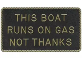 22-fp067 Bernard Fun Engraved Plaque This Boat Runs On Gas Not Thanks Captain Gift Decor