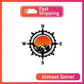 0123 Black Diamond Art Compass Trees Mountain Sunset Sticker For Car Vinyl Decal Truck Window Bumper Mo