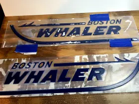 23456789876 Boston Whaler New 28 Inch Navy 3d Domed Decals Adhesive Right And Left Set Of 2