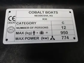 Ce0609 Colbalt Boats #ce0609 Cobalt Maximum Capacities 12 Persons Neodesha Ks White Marine Boat