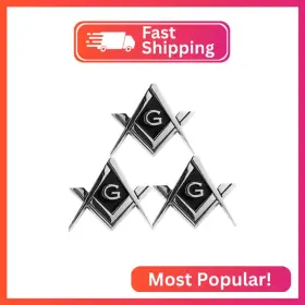 Masondecals001x Creatrill 3 Pack 2.75 Inch Chrome Plated Masonic Car Emblem Mason Square And Compass