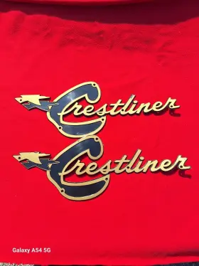 1121 Crestliner 2 Vintage Boat Script Emblem 1950s 60s Nos Pair Emblems