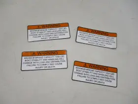 V2156000 Cruisers Yachts Warning Bridge Capacity Decal Set Of 4 White Boat