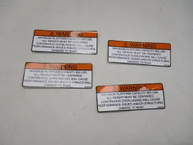 V2275100 Cruisers Yachts Warning Platform Capacity Decal Set Of 4 White Boat