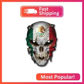 Mexfullv2 Decals By Haley Mexico Country Flag Skull Decal With Reflective Eyes Mexican Pride