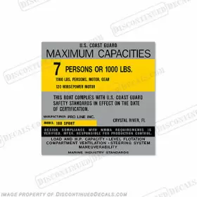 B-cp-pl-180-7 Discontinued Decals Fits Pro-line 180 Capacity Decal - 7 Person
