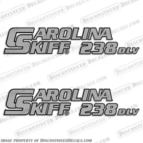 B-cs-238-dlv-sa Discontinued Decals Fits Carolina Skiff Boat Decal 238 Dlv - Shiny Aluminum Set Of 2
