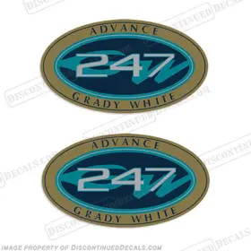 B-gw-247 Discontinued Decals Fits Grady White Advance 247 Logo Set Of 2