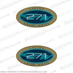 B-gw-271-c Discontinued Decals Fits Grady White Canyon 271 Logo Set Of 2