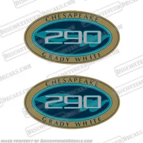 B-gw-290 Discontinued Decals Fits Grady White Chesapeake 290 Logo Set Of 2