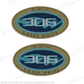 B-gw-306 Discontinued Decals Fits Grady White Bimini 306 Logo Set Of 2
