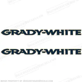 B-gw-lgo-2-ng-41.5 Discontinued Decals Fits Grady White Boat Logo Set Of 2 - Navy With Gold Outline 41.5 Inch Long
