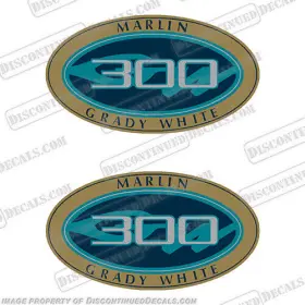 B-gw-m-300 Discontinued Decals Fits Grady White Marlin 300 Set Of 2