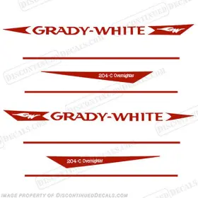 B-gw-ov-204-c-r Discontinued Decals Fits Grady White Overnighter 204-c Decal Kit - Red