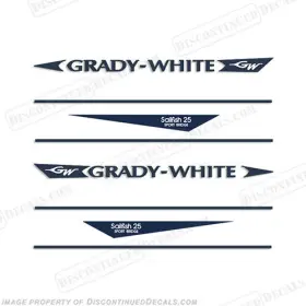 B-gw-sail-25-sb Discontinued Decals Fits Grady White Sailfish 25 Decal Kit - Sport Bridge