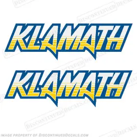 B-klamath-by-18 Discontinued Decals Fits Klamath Boat Logo - Blue/yellow Set Of 2 5.2 Inch X 18
