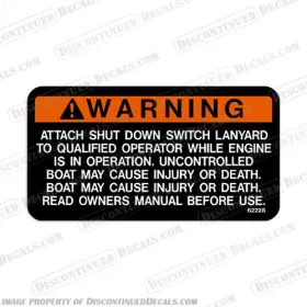 Bs-atch-lan-3.25 Discontinued Decals Fits Warning Decal - Attach Shut Down Switch Lanyard 1.75 Inch X 3.25