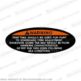 Bs-warn-trim-6 Discontinued Decals Fits Warning Decal - Inch Trim Tabs Should Be.. 1704136 2.25 X 6