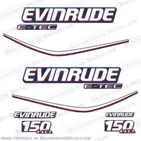 E-150-ho-etec-bc Discontinued Decals Fits Evinrude 150hp High Output E-tec Decal Kit - Blue Cowl