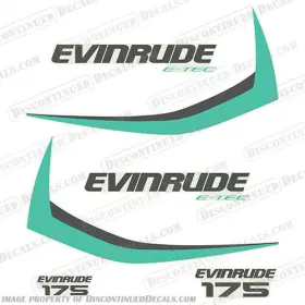 E-175-etec-15-a Discontinued Decals Fits Evinrude 175hp E-tec Decal Kit Aqua - 2015