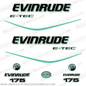E-175-etec-a Discontinued Decals Fits Evinrude 175hp E-tec Decal Kit Aqua