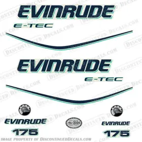 E-175-etec-ab Discontinued Decals Fits Evinrude 175hp E-tec Decal Kit - Aqua Blue