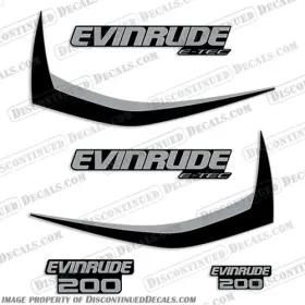 E-200-etec-b Discontinued Decals Fits Evinrude 200hp E-tec Decal Kit Black - 2011-2014