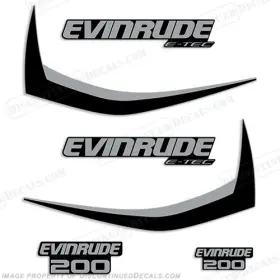 E-200-etec-blk Discontinued Decals Fits Evinrude 200hp E-tec Decal Kit Black - 2011-2014 Outboard Engine Stickers