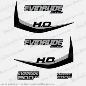 E-200-etec-ho-b Discontinued Decals Fits Evinrude 200hp High Output E-tec Decal Kit Black - 2011-2014