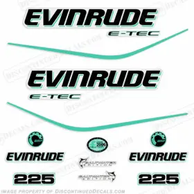 E-225-etec-a Discontinued Decals Fits Evinrude 225hp E-tec Decal Kit - Aqua