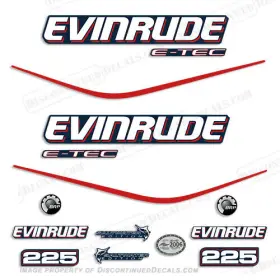 E-225-etec-bc Discontinued Decals Fits Evinrude 225hp E-tec Decal Kit - Blue Cowl