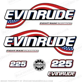 E-225-flag Discontinued Decals Fits Evinrude 225hp Flag Series