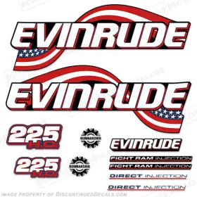 E-225-ho-03-fri Discontinued Decals Fits Evinrude 225hp Ho Flag Series - 2003 2005 Ficht Ram Injection