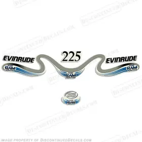 E-225-ram-00-wb Discontinued Decals Fits Evinrude 225hp Ficht Ram 1999 - 2000 White/blue