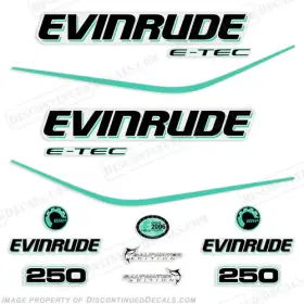 E-250-etec-a Discontinued Decals Fits Evinrude 250hp E-tec Decal Kit - Aqua