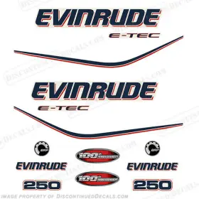 E-250-etec-anniv Discontinued Decals Fits Evinrude 250hp E-tec 100th Anniversary Decal Kit