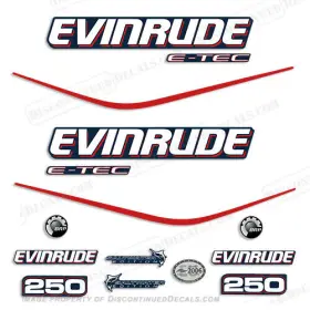 E-250-etec-bc Discontinued Decals Fits Evinrude 250hp E-tec Decal Kit - Blue Cowl