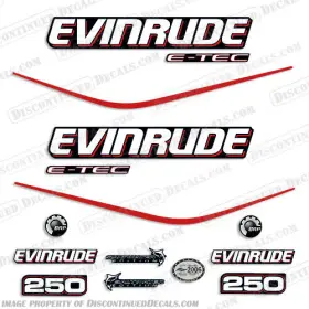 E-250-etec-blc Discontinued Decals Fits Evinrude 250hp E-tec Decal Kit - Black Cowl