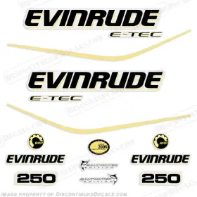 E-250-etec-y Discontinued Decals Fits Evinrude 250hp E-tec Decal Kit - Yellow