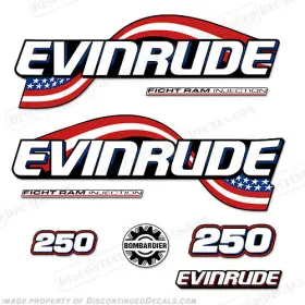 E-250-flag Discontinued Decals Fits Evinrude 250hp Flag Series