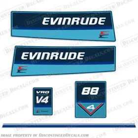 E-88-84-vro-v4 Discontinued Decals Fits Evinrude 1984 - 1985 88hp Vro V4 Decal Kit