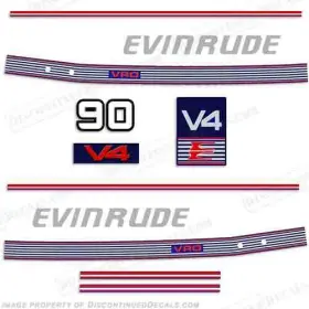E-90-89 Discontinued Decals Fits Evinrude 1989 - 1991 90hp Decal Kit
