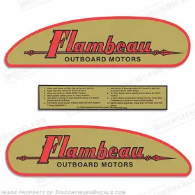 Fla-46-56 Discontinued Decals Fits 1946-1956 Flambeau Outboard Motor Engine Decal Kit