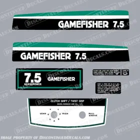 Ga-7.5-76 Discontinued Decals Fits Gamefisher 1976 7.5hp Outboard Decal Kit