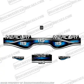 M-115-1.9-bw-b Discontinued Decals Fits Mercury 115hp 1.9l Bluewater Series Decal Kit Blue