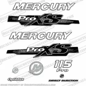 M-115-pxs-13-wbs Discontinued Decals Fits Mercury 115hp Proxs 2011 Style - White / Black Silver
