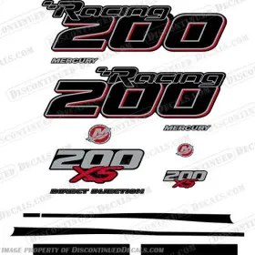 M-200-xs-2018-r Discontinued Decals Fits Mercury Racing Optimax 200xs Dfi Decal Set Red 8m0121262